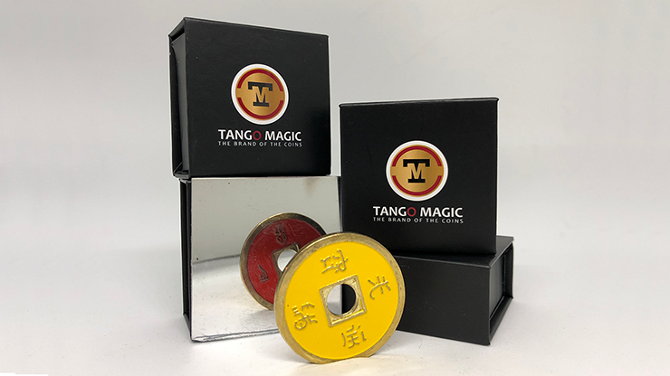 Chinese Coin (CH0020) Red & Yellow by Tango Magic - Tricks