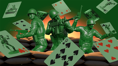 Army Men Playing Cards